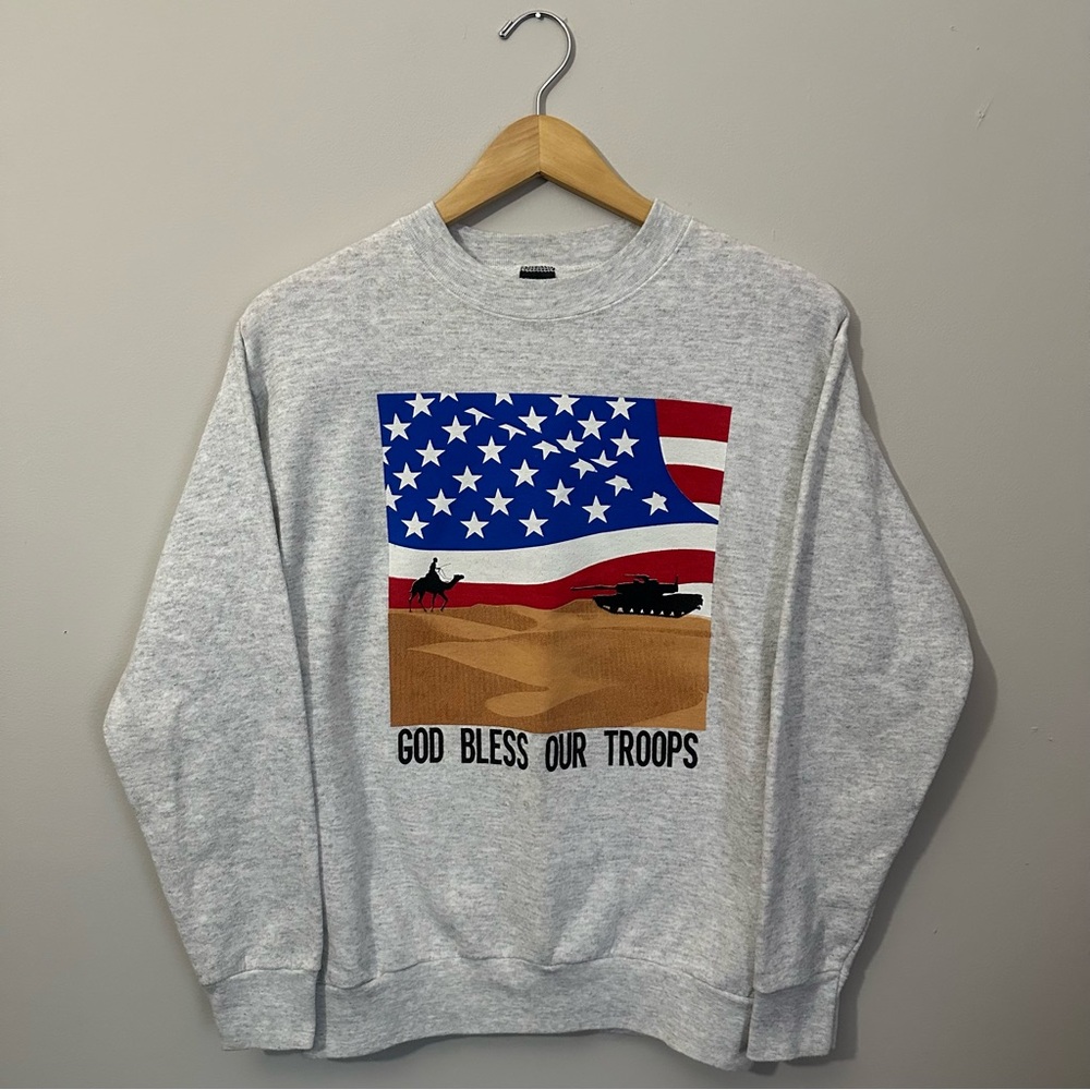 Vintage Military Army Troops Center Star Crewneck Sweatshirt Adult Size Large